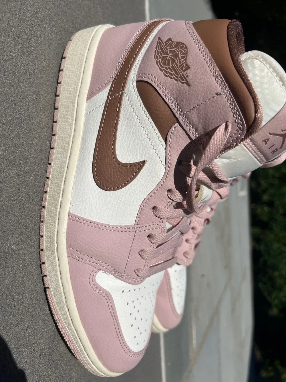 Jordan Women's Pink and Brown Mid-Top Sneakers
